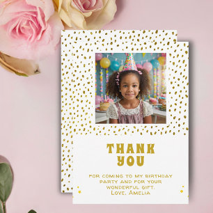 Carte De Remerciements Photo de fille d'anniversaire avec faux paillettes