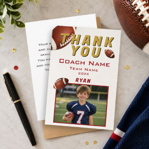 Carte De Remerciements Photo de football américain joueur équipe entraîne