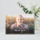 Carte De Remerciements Photo de funérailles avec cadre doré et écriture é (Debout devant)