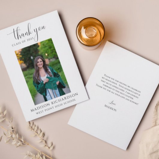 Carte de remerciements photo de graduation de scri