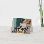 Carte De Remerciements Photo de Graduation de Script Brossé Noir 2025 mod (Devant)