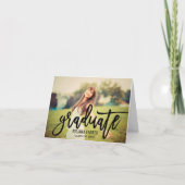 Carte De Remerciements Photo de Graduation de Script Brossé Noir 2025 mod (Devant)