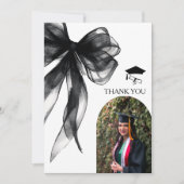 Carte De Remerciements Photo de graduation moderne Black Bow (Devant)