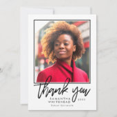 Carte De Remerciements Photo de Graduation Moderne Blanc (Devant)