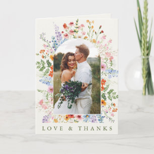 Carte De Remerciements Photo de jardin de prairie printanière de fleurs s
