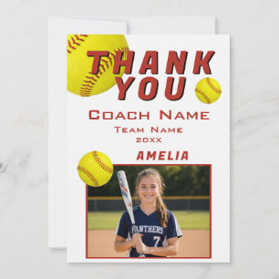 Carte De Remerciements Photo de joueur Équipe Sports Softball Entraîneur
