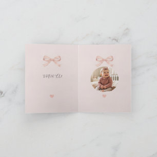 Carte De Remerciements Photo de la Baby Shower Coquette avec un nœud rose