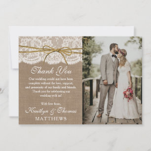 Carte De Remerciements Photo de la collection de Mariages Rustic Twine Bo