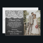 Carte De Remerciements Photo de la collection Mariage Chalkboard & Lace<br><div class="desc">Remerciez avec style ces cartes de remerciement mariages élégantes et très tendance. Le design est facile à personnaliser avec votre propre texte de remerciement spécial et une photo de votre choix et vos invités seront ravis quand ils recevront ces fabuleuses cartes de remerciement. Les éléments mariages correspondants se trouvent dans...</div>
