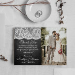 Carte De Remerciements Photo de la collection Mariage Chalkboard & Lace<br><div class="desc">Remerciez avec style ces cartes de remerciement mariages élégantes et très tendance. Le design est facile à personnaliser avec votre propre texte de remerciement spécial et une photo de votre choix et vos invités seront ravis quand ils recevront ces fabuleuses cartes de remerciement. Les éléments mariages correspondants se trouvent dans...</div>