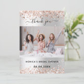 Carte de remerciements photo de la douche rose arg (Debout devant)