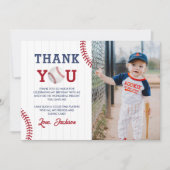 Carte De Remerciements Photo de la fête d'anniversaire du garçon de baseb (Devant)