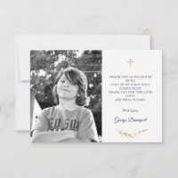 Carte de remerciements photo de la première commun