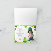 Carte De Remerciements Photo de la Saint-Patrick Garçon Anniversaire Trèf (Intérieur)