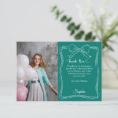 Carte De Remerciements Photo de l'anniversaire, écriture manuelle arc ver (Debout devant)