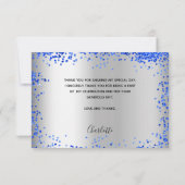 Carte De Remerciements photo de l'anniversaire royal bleu scintillant (Dos)