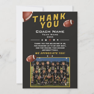 Carte De Remerciements Photo de l'équipe de football américain Entraîneur