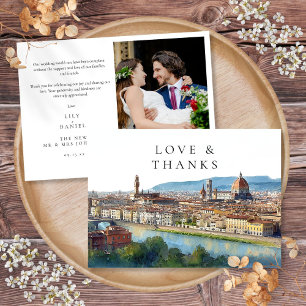 Carte De Remerciements Photo de mariage à l'aquarelle de Florence Italie