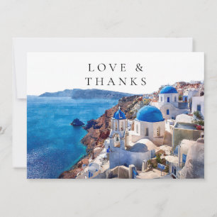 Carte De Remerciements Photo de mariage à l'aquarelle de Santorin Grèce