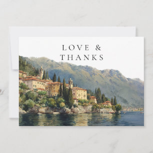 Carte De Remerciements Photo de mariage à l'aquarelle du lac de Côme en I