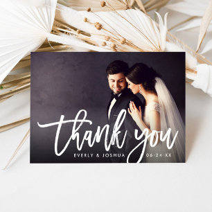 Carte De Remerciements Photo de mariage à l'écriture cursive moderne bros
