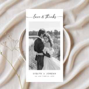 Carte De Remerciements Photo de mariage à l'écriture minimaliste ultra mo