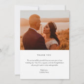 Carte De Remerciements Photo de mariage à script simple moderne (Dos)