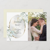 Carte De Remerciements Photo de mariage | Aquarelle Rose ivory jaune blus (Devant / Derrière)