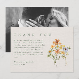 Carte De Remerciements Photo de mariage au jardin botanique de fleurs sau