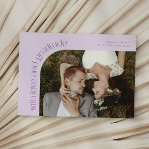 Carte De Remerciements Photo de mariage au lilas avec amour et gratitude