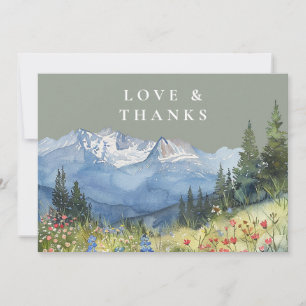 Carte De Remerciements Photo de mariage aux fleurs sauvages de montagne v