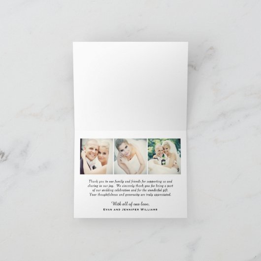 Carte De Remerciements Photo de mariage avec écriture manuscrite "Amour e (Intérieur)