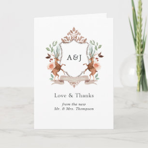 Carte De Remerciements Photo de mariage avec monogramme de la crête de la