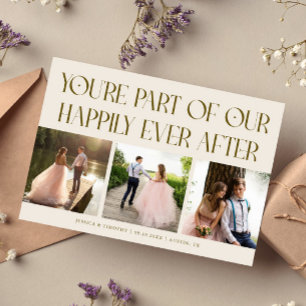 Carte De Remerciements Photo de mariage beige pour un heureux pour toujou