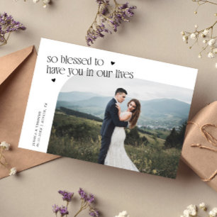 Carte De Remerciements Photo de mariage blanc tellement béni