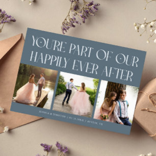 Carte De Remerciements Photo de mariage bleu ardoise pour un bonheur éter