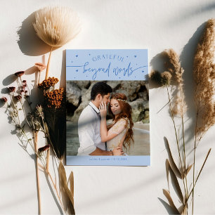Carte De Remerciements Photo de mariage Bleu Glacé Reconnaissant Au-Delà