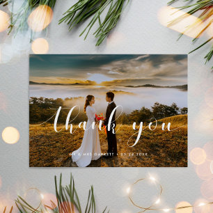Carte de remerciements photo de mariage chic et él