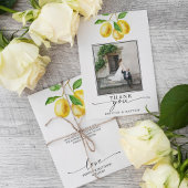 Carte De Remerciements Photo de mariage Citrus Aquarelle au Citron