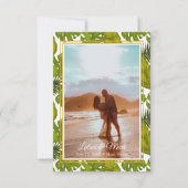 Carte De Remerciements Photo de mariage de destination Tropical Leaves Go (Devant)