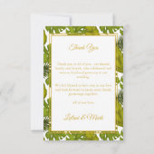 Carte De Remerciements Photo de mariage de destination Tropical Leaves Go (Dos)
