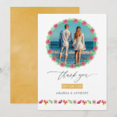 Carte De Remerciements Photo de mariage de plage tropicale (Devant / Derrière)