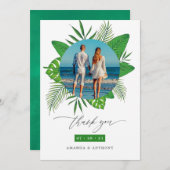 Carte De Remerciements Photo de mariage de plage tropicale (Devant / Derrière)