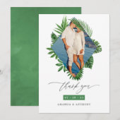 Carte De Remerciements Photo de mariage de plage tropicale (Devant / Derrière)