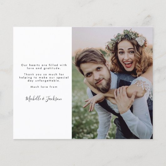 CARTE DE REMERCIEMENTS photo de Mariage de script  (Dos)