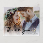 CARTE DE REMERCIEMENTS photo de Mariage de script  (Devant)