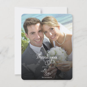 Carte de remerciements photo de mariage élégant