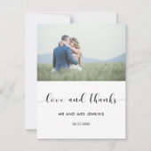 Carte de remerciements photo de mariage élégant (Devant)