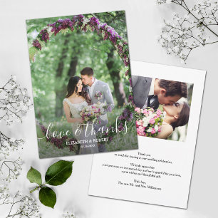 Carte de remerciements photo de mariage élégant