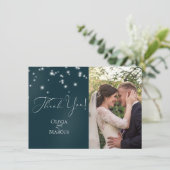 Carte De Remerciements Photo de mariage | Élégant arboré en bois flotté d (Debout devant)